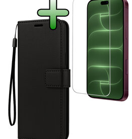 BASEY. BASEY. iPhone 18 Pro Hoesje Bookcase Met Screenprotector - Zwart
