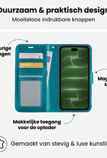 BASEY. BASEY. iPhone 18 Pro Hoesje Bookcase Met 2x Screenprotector - Turquoise