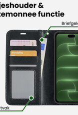 BASEY. BASEY. iPhone 18 Pro Hoesje Bookcase Met 2x Screenprotector - Zwart