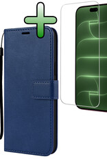 BASEY. BASEY. iPhone 18 Pro Max Hoesje Bookcase Met Screenprotector - Donkerblauw