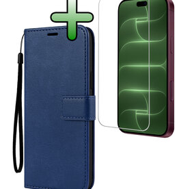 BASEY. BASEY. iPhone 18 Pro Max Hoesje Bookcase Met Screenprotector - Donkerblauw