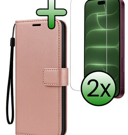 BASEY. BASEY. iPhone 18 Pro Max Hoesje Bookcase Met 2x Screenprotector - Rose Goud