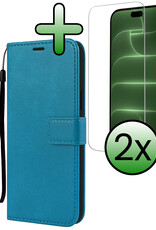 BASEY. BASEY. iPhone 18 Pro Max Hoesje Bookcase Met 2x Screenprotector - Turquoise