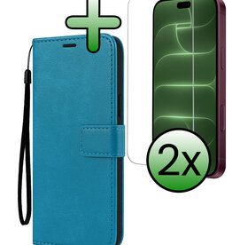 BASEY. BASEY. iPhone 18 Pro Max Hoesje Bookcase Met 2x Screenprotector - Turquoise