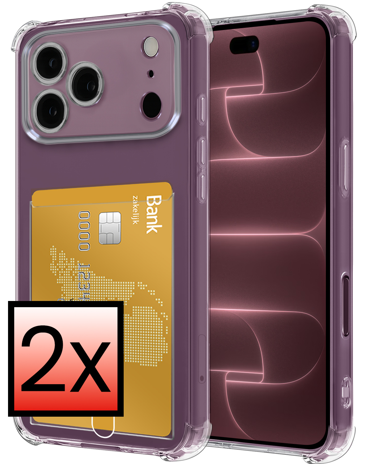 NoXx NoXx iPhone 18 Pro Max Hoesje Pashouder - 2 PACK