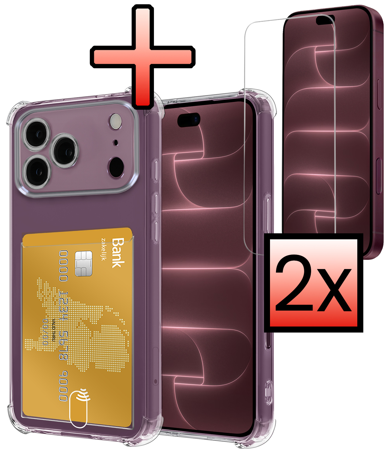 NoXx NoXx iPhone 18 Pro Max Hoesje Pashouder Met 2x Screenprotector