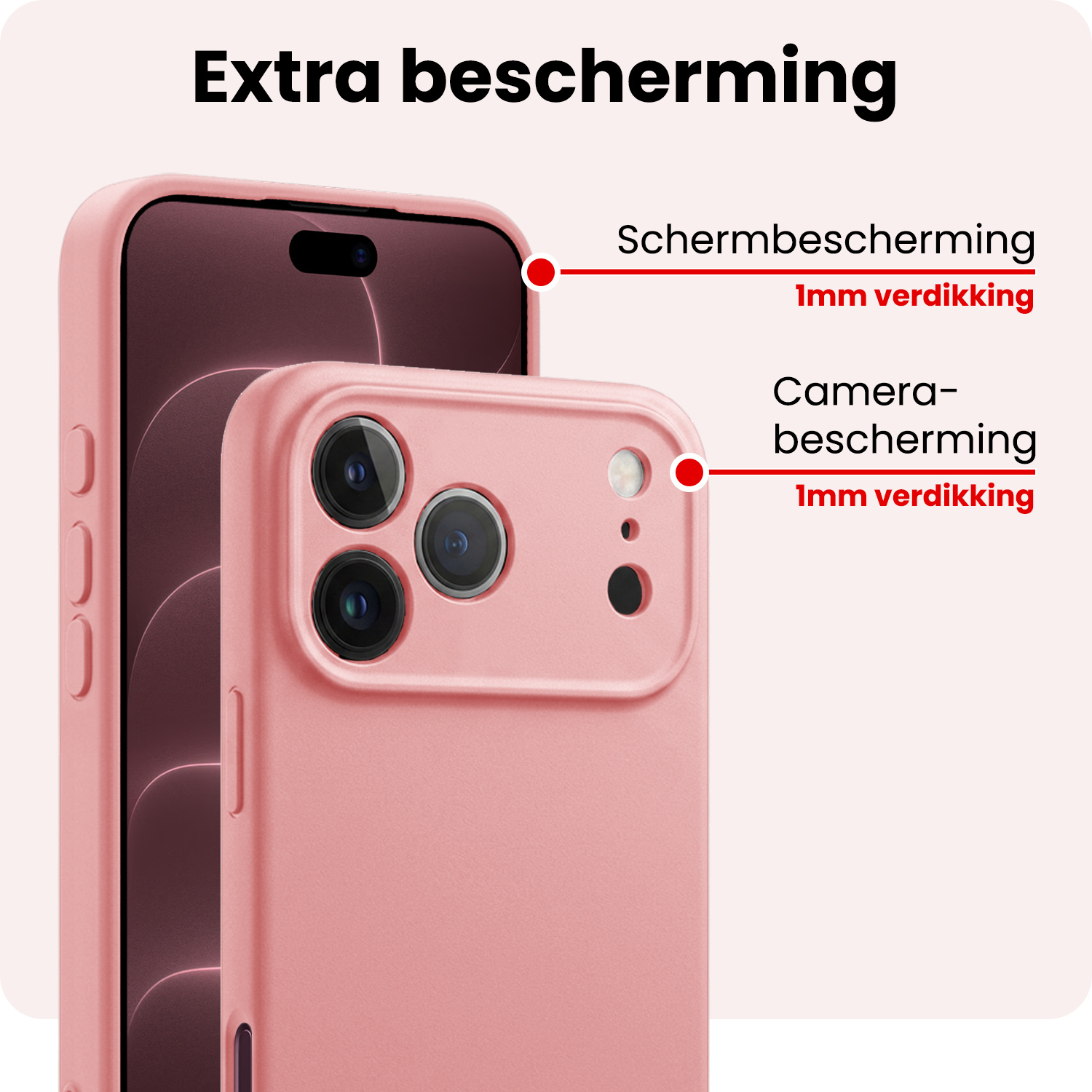 NoXx NoXx iPhone 18 Pro Hoesje Siliconen - Lichtroze