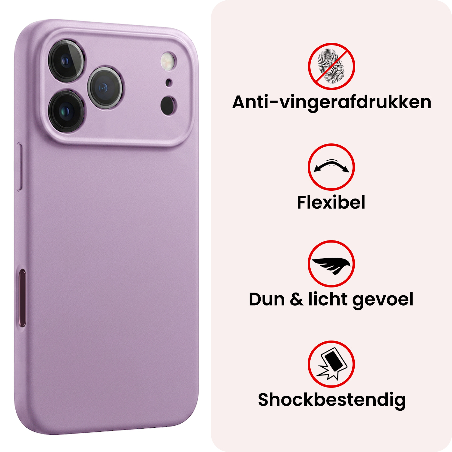 NoXx NoXx iPhone 18 Pro Hoesje Siliconen - Lila