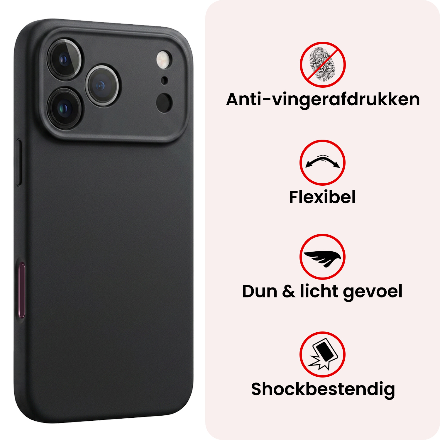 NoXx NoXx iPhone 18 Pro Hoesje Siliconen - Zwart