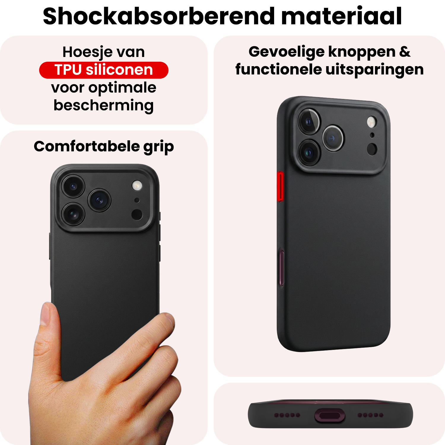 NoXx NoXx iPhone 18 Pro Hoesje Siliconen - Zwart