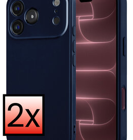 NoXx NoXx iPhone 18 Pro Hoesje Siliconen - Donkerblauw - 2 PACK
