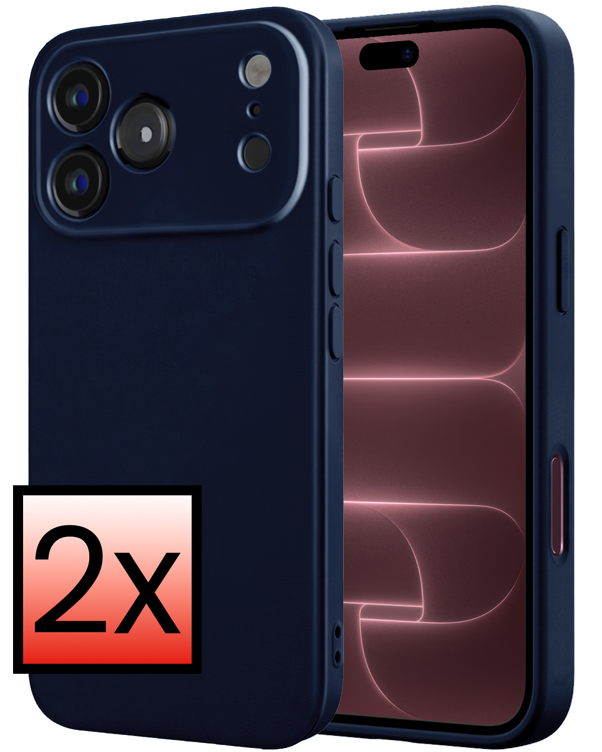 NoXx NoXx iPhone 18 Pro Hoesje Siliconen - Donkerblauw - 2 PACK
