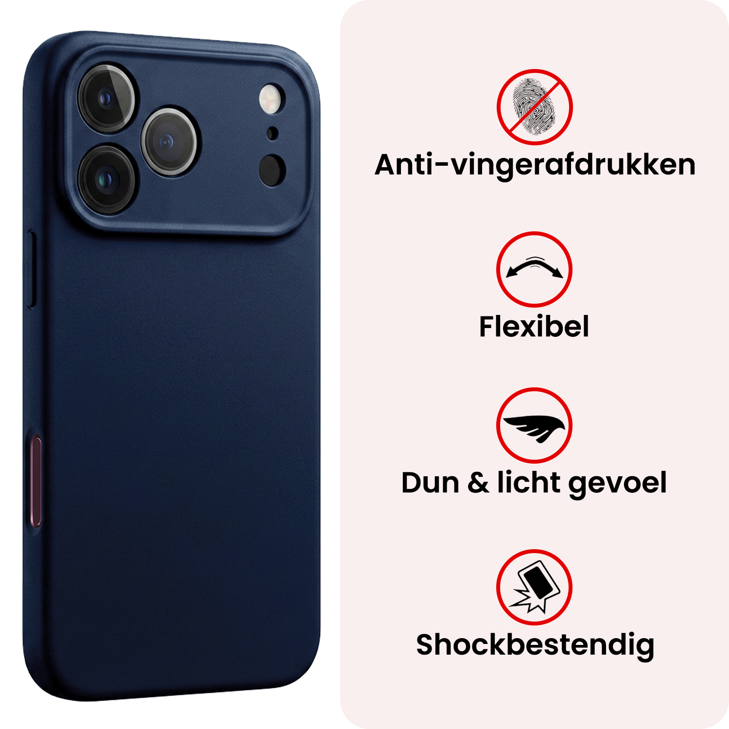 NoXx NoXx iPhone 18 Pro Hoesje Siliconen - Donkerblauw - 2 PACK