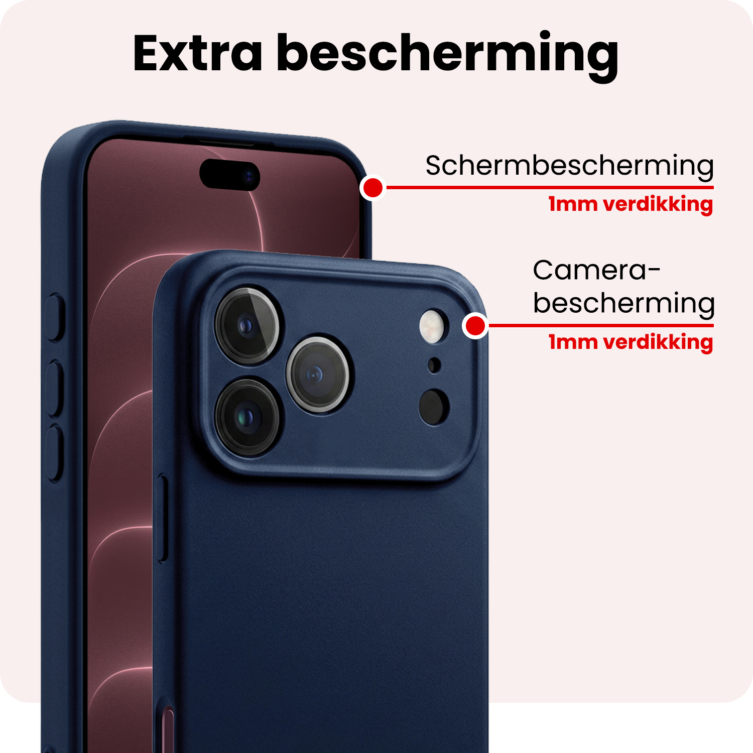 NoXx NoXx iPhone 18 Pro Hoesje Siliconen - Donkerblauw - 2 PACK