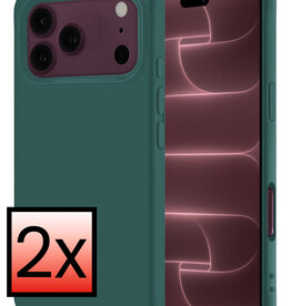 NoXx NoXx iPhone 18 Pro Hoesje Siliconen - Donkergroen - 2 PACK