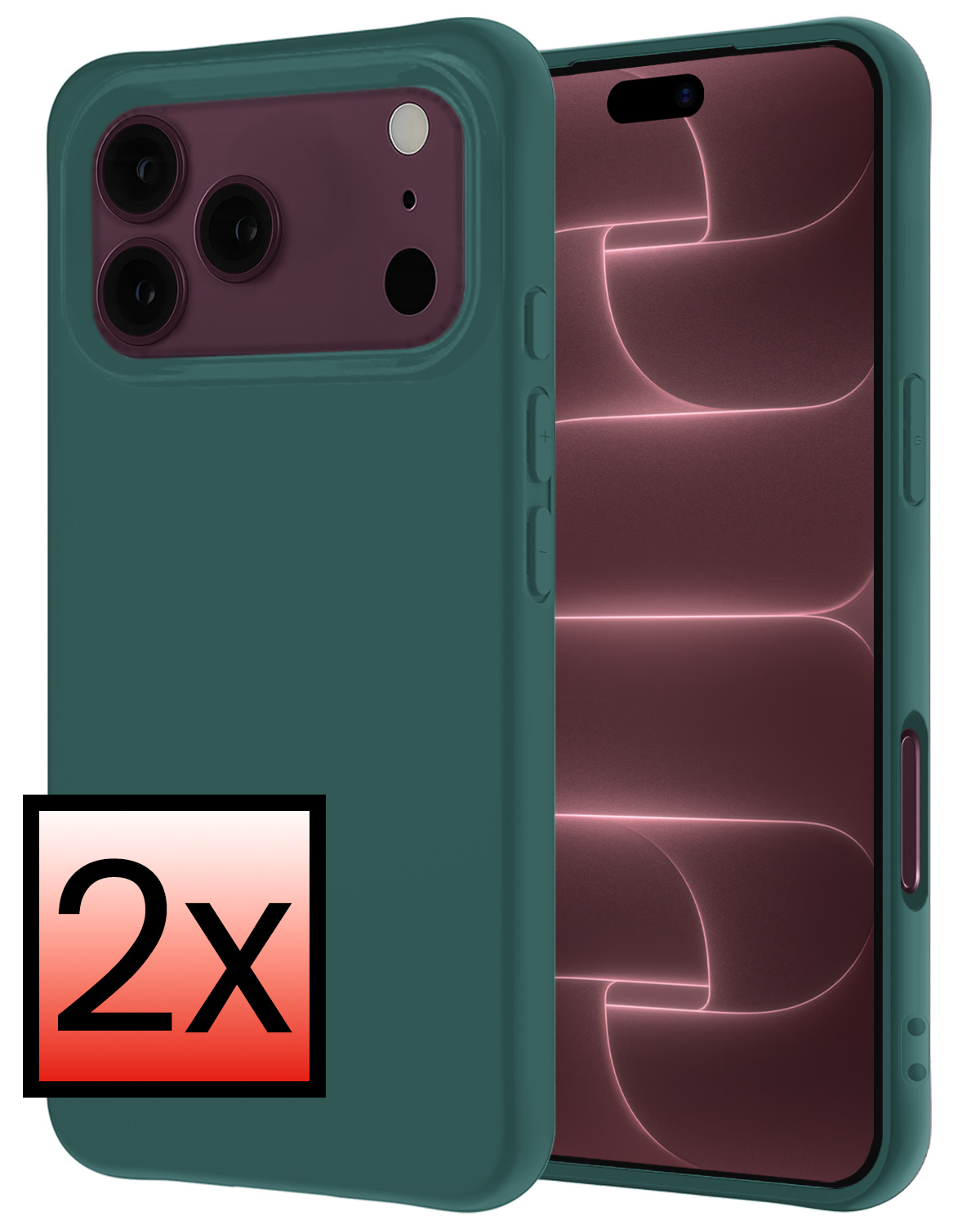 NoXx NoXx iPhone 18 Pro Hoesje Siliconen - Donkergroen - 2 PACK