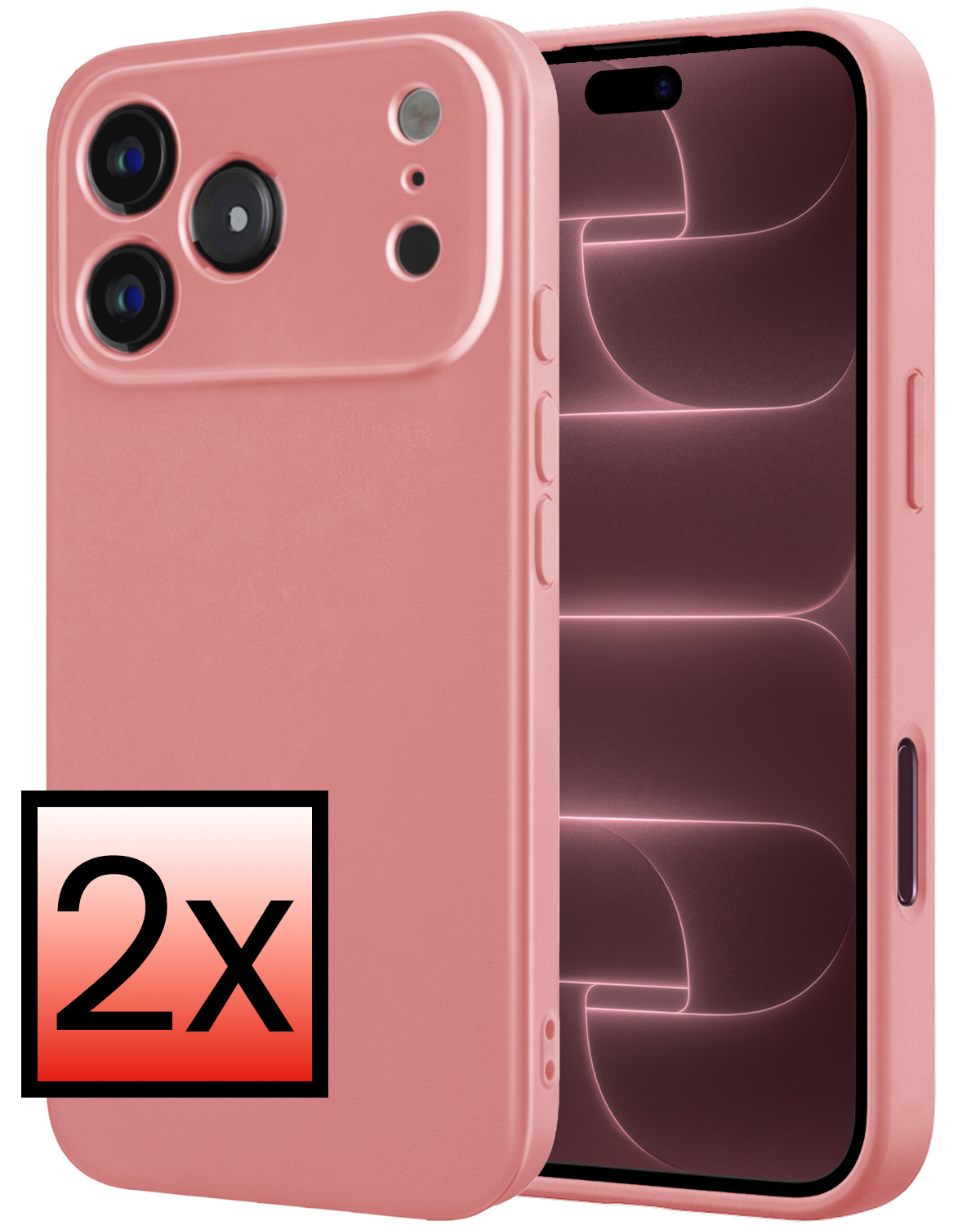 NoXx NoXx iPhone 18 Pro Hoesje Siliconen - Lichtroze - 2 PACK