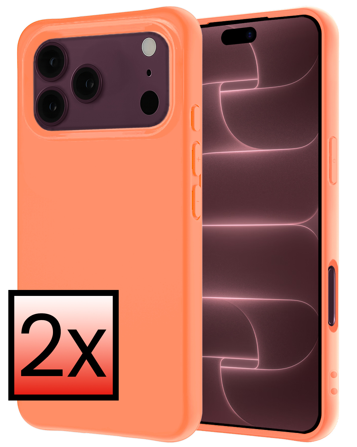 NoXx NoXx iPhone 18 Pro Hoesje Siliconen - Perzik - 2 PACK