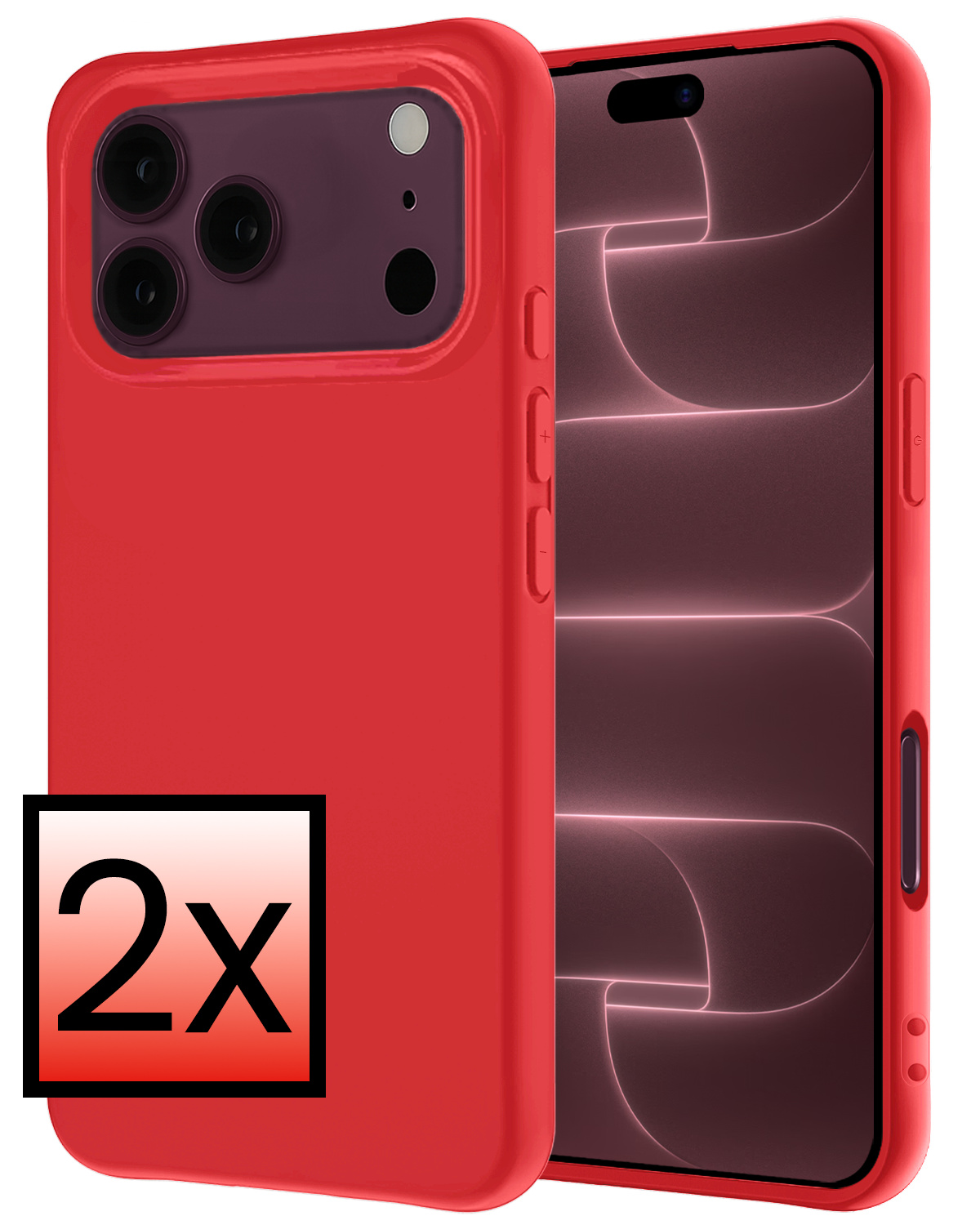 NoXx NoXx iPhone 18 Pro Hoesje Siliconen - Rood - 2 PACK