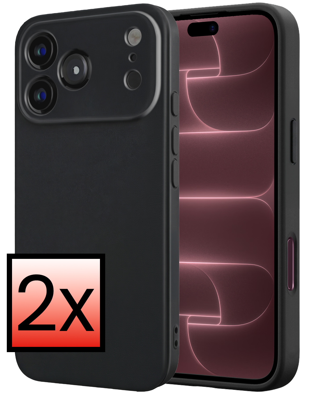 NoXx NoXx iPhone 18 Pro Hoesje Siliconen - Zwart - 2 PACK