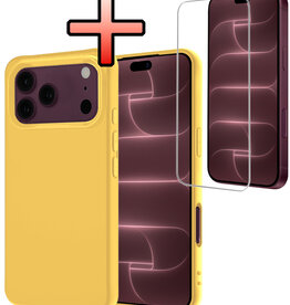 NoXx NoXx iPhone 18 Pro Hoesje Siliconen Met Screenprotector Met Dichte Notch - Geel