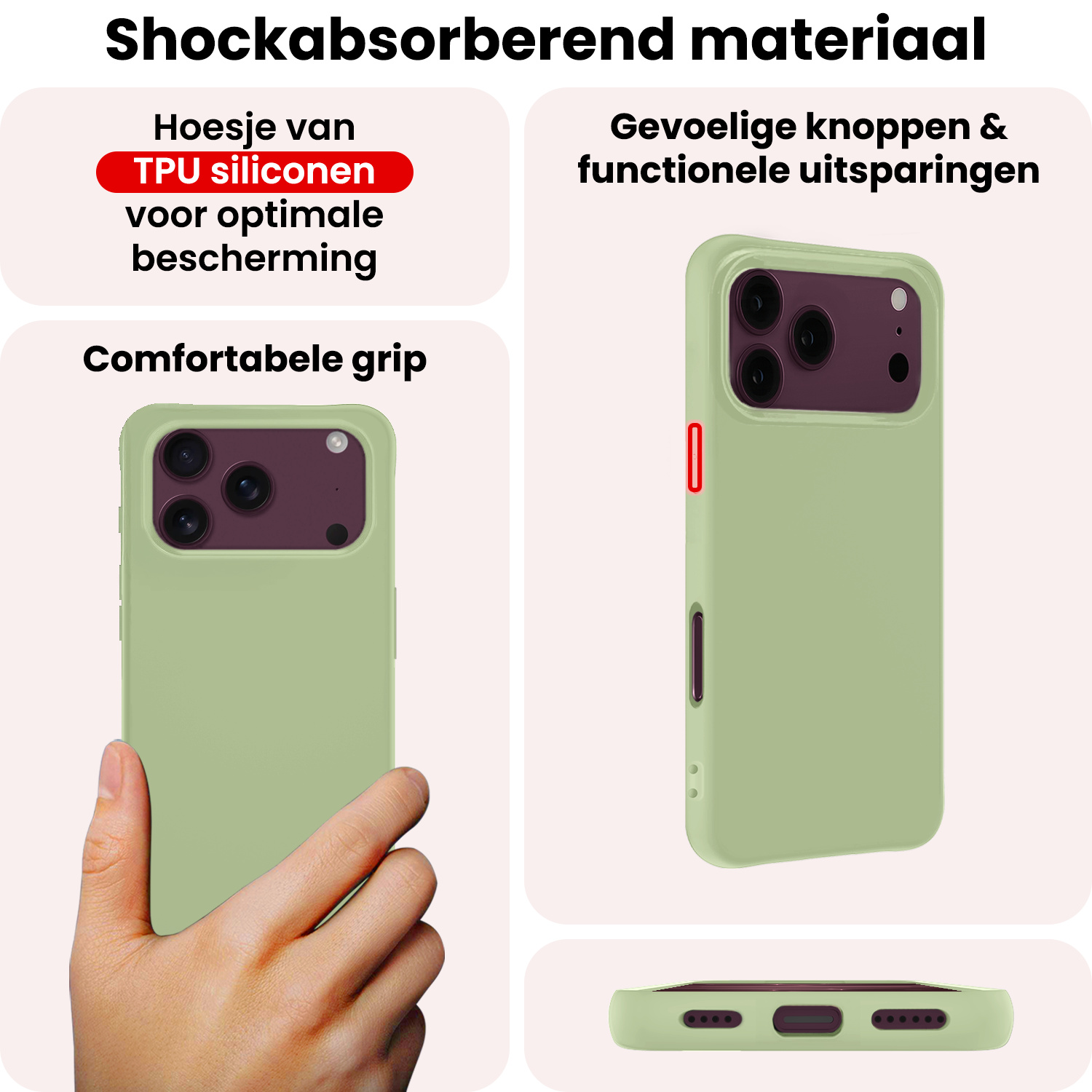 NoXx NoXx iPhone 18 Pro Hoesje Siliconen Met Screenprotector Met Dichte Notch - Groen