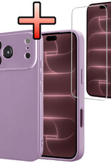 NoXx NoXx iPhone 18 Pro Hoesje Siliconen Met Screenprotector Met Dichte Notch - Lila