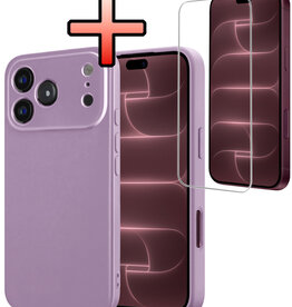 NoXx NoXx iPhone 18 Pro Hoesje Siliconen Met Screenprotector Met Dichte Notch - Lila