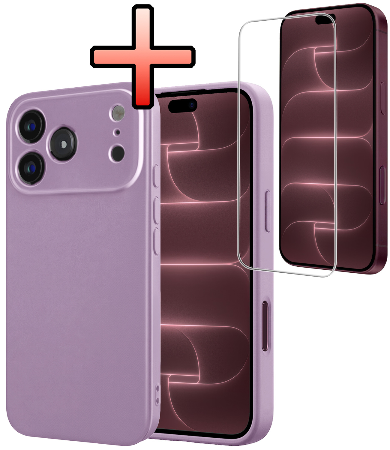 NoXx NoXx iPhone 18 Pro Hoesje Siliconen Met Screenprotector Met Dichte Notch - Lila
