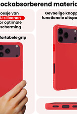 NoXx NoXx iPhone 18 Pro Hoesje Siliconen Met Screenprotector Met Dichte Notch - Rood