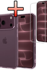 NoXx NoXx iPhone 18 Pro Hoesje Siliconen Met Screenprotector Met Dichte Notch - Transparant