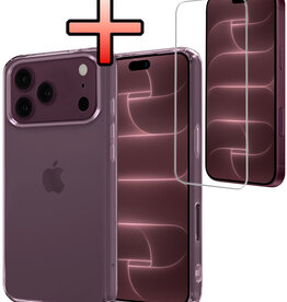 NoXx NoXx iPhone 18 Pro Hoesje Siliconen Met Screenprotector Met Dichte Notch - Transparant