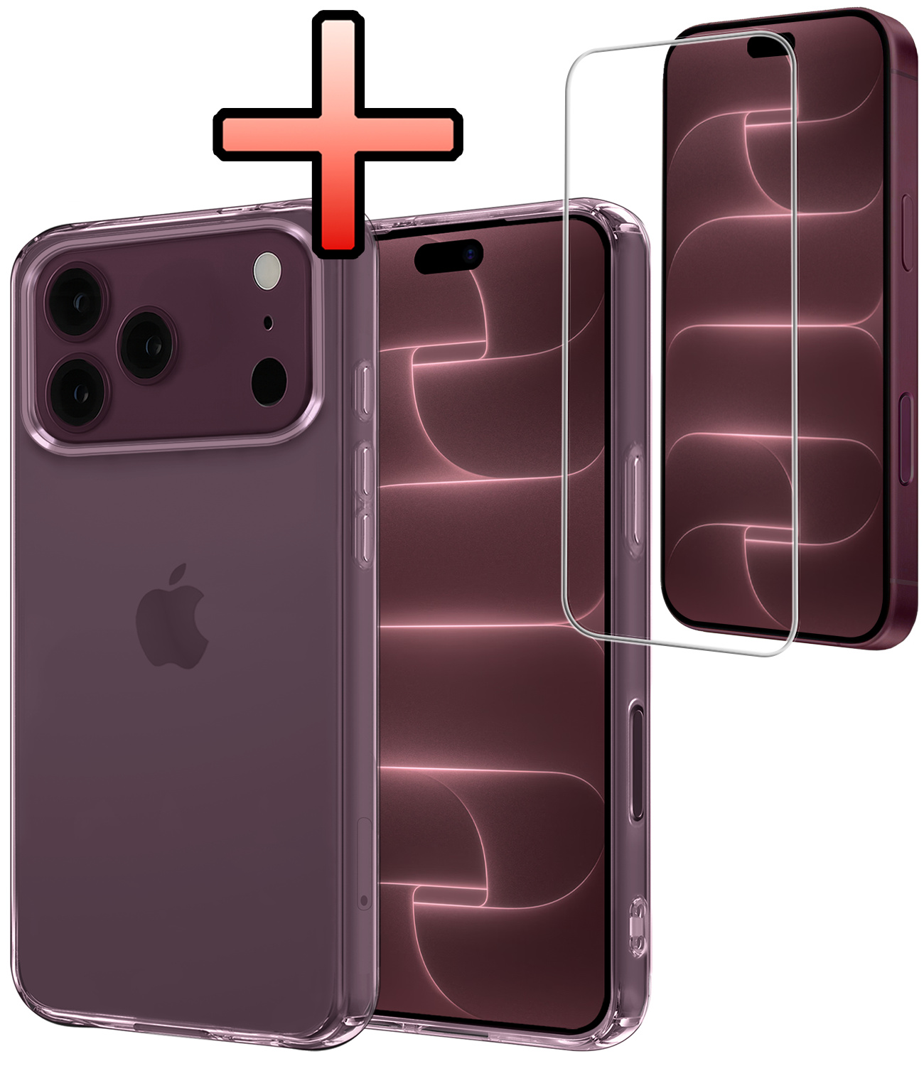 NoXx NoXx iPhone 18 Pro Hoesje Siliconen Met Screenprotector Met Dichte Notch - Transparant
