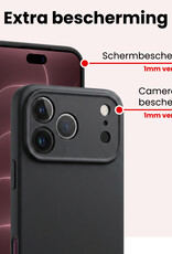 NoXx NoXx iPhone 18 Pro Hoesje Siliconen Met Screenprotector Met Dichte Notch - Zwart