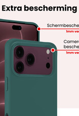 NoXx NoXx iPhone 18 Pro Hoesje Siliconen Met 2x Screenprotector Met Dichte Notch - Donkergroen