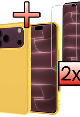 NoXx NoXx iPhone 18 Pro Hoesje Siliconen Met 2x Screenprotector Met Dichte Notch - Geel