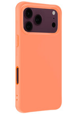 NoXx NoXx iPhone 18 Pro Hoesje Siliconen Met 2x Screenprotector Met Dichte Notch - Perzik