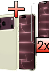 NoXx NoXx iPhone 18 Pro Hoesje Siliconen Met 2x Screenprotector Met Dichte Notch - Wit