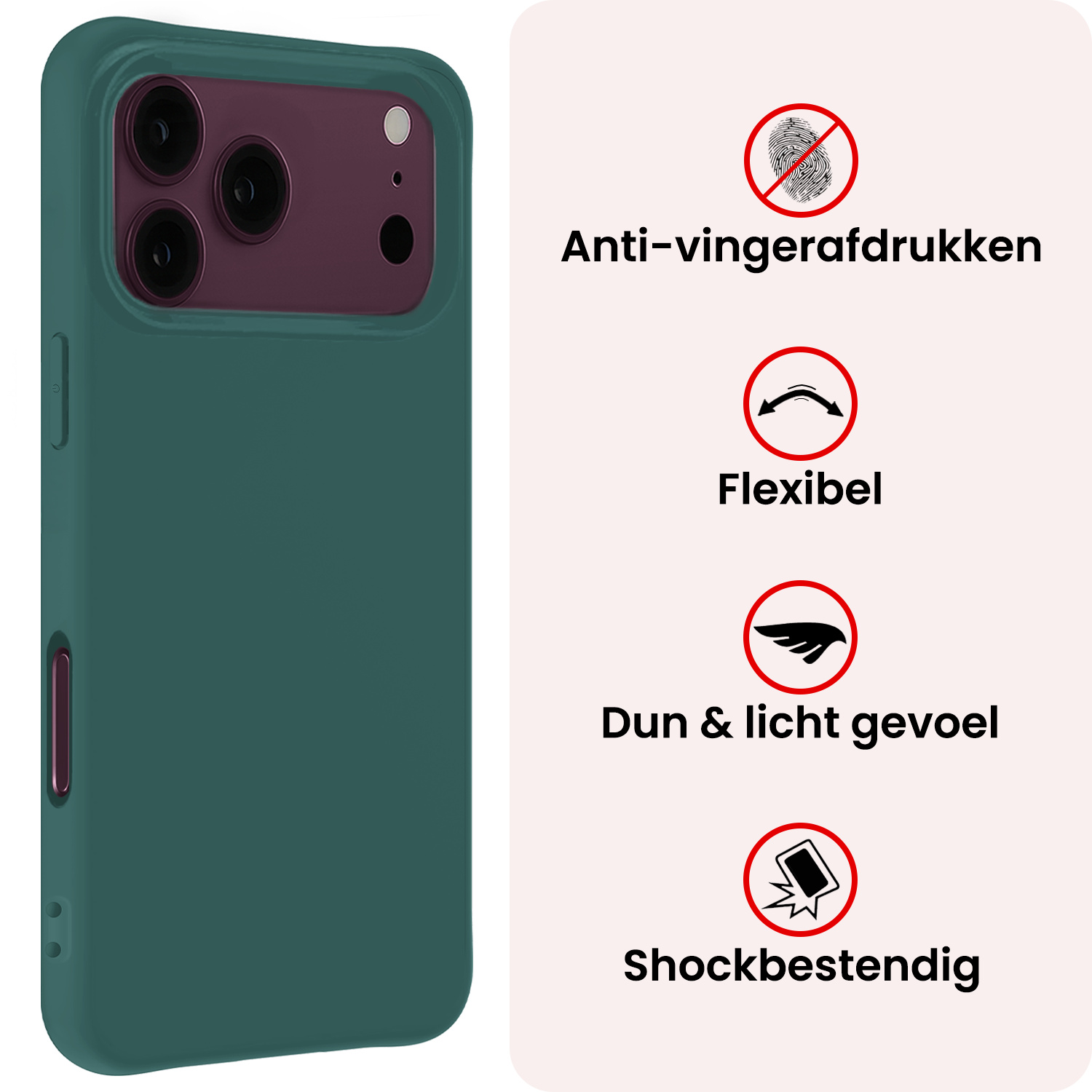NoXx NoXx iPhone 18 Pro Max Hoesje Siliconen - Donkergroen
