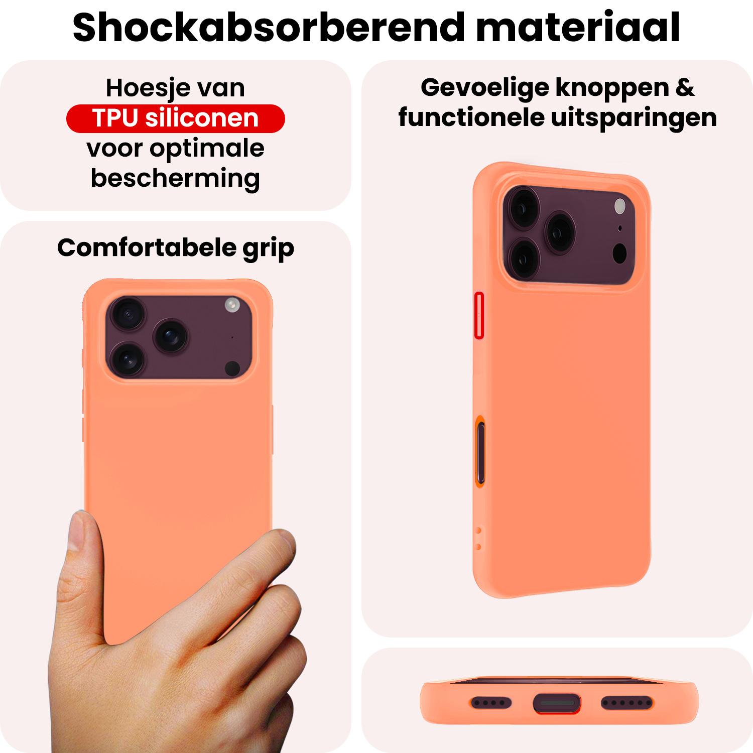 NoXx NoXx iPhone 18 Pro Max Hoesje Siliconen - Perzik