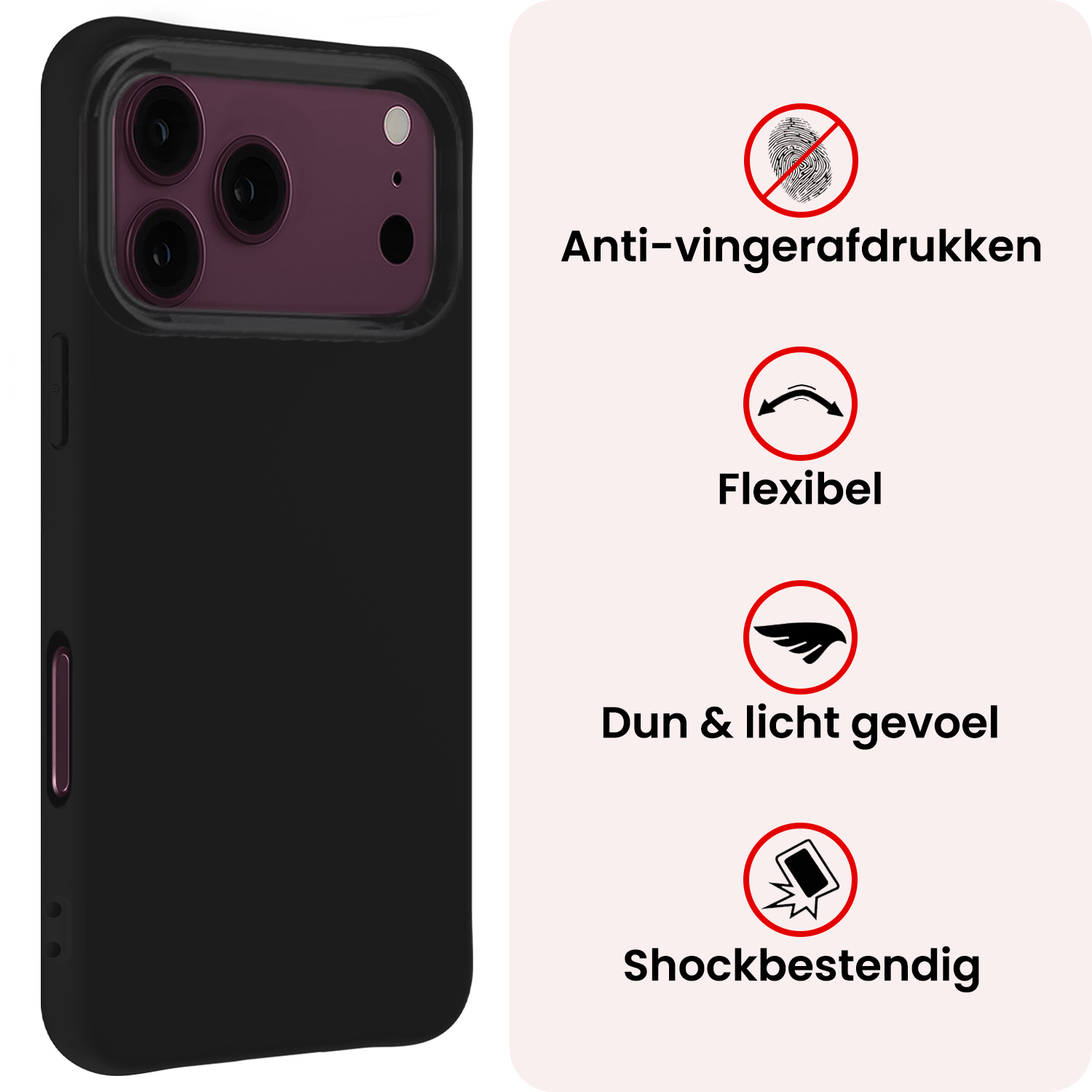 NoXx NoXx iPhone 18 Pro Max Hoesje Siliconen - Zwart