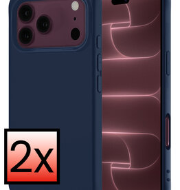 NoXx NoXx iPhone 18 Pro Max Hoesje Siliconen - Donkerblauw - 2 PACK