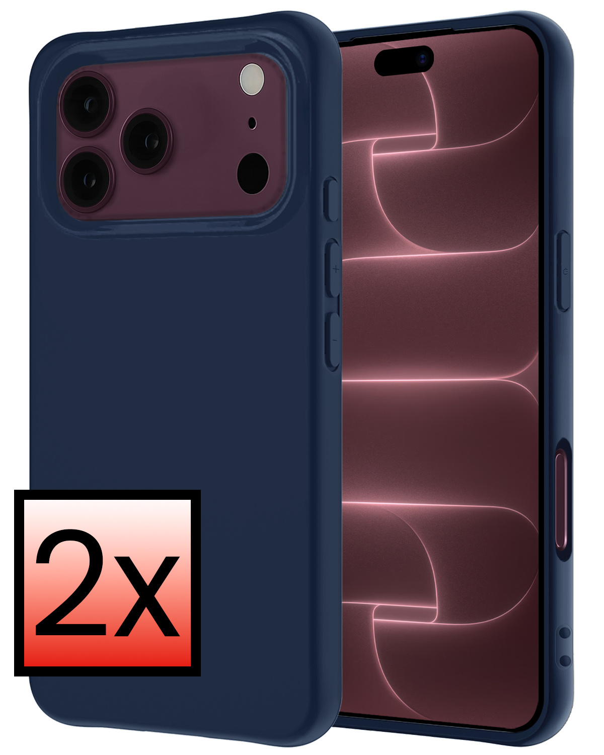 NoXx NoXx iPhone 18 Pro Max Hoesje Siliconen - Donkerblauw - 2 PACK