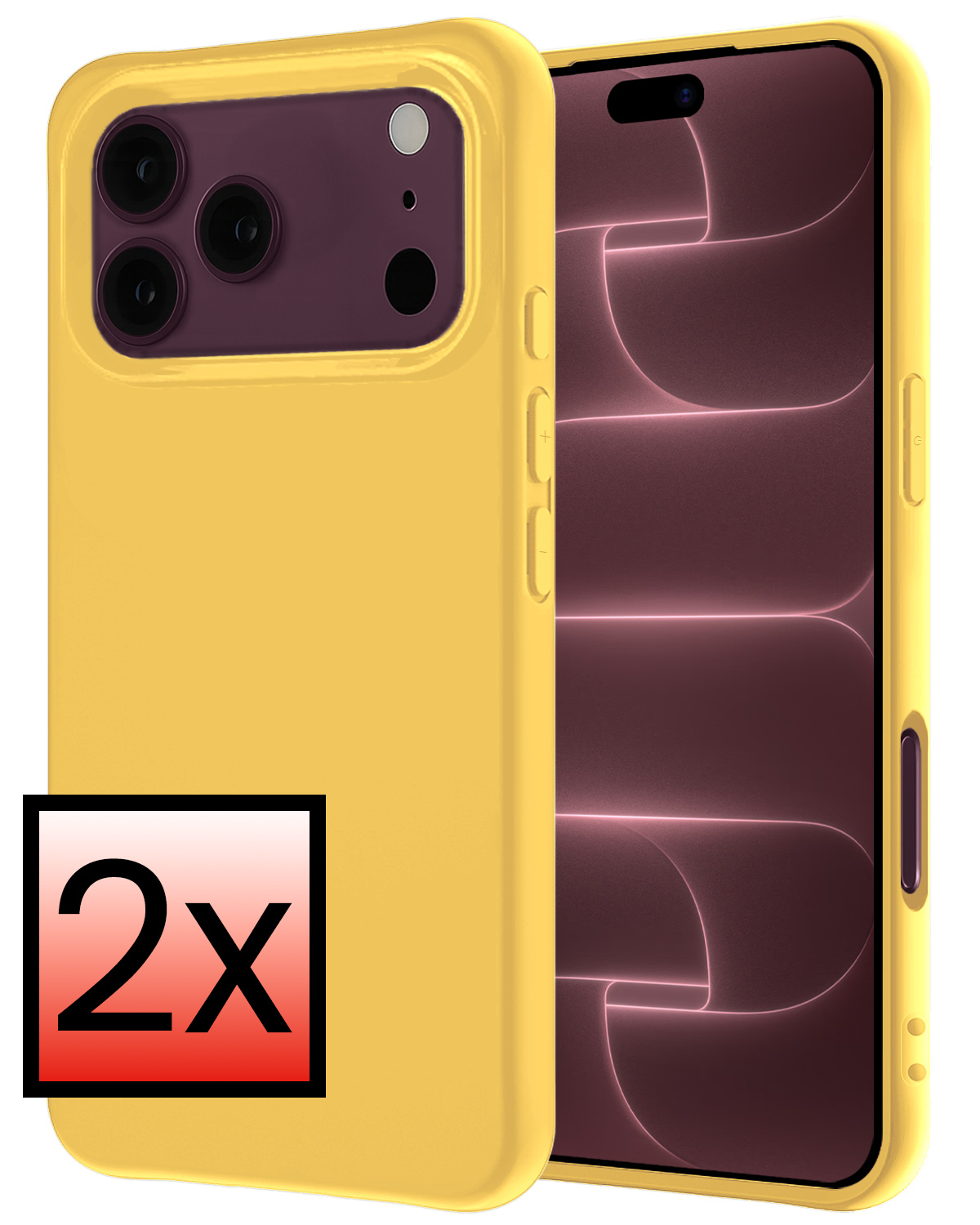 NoXx NoXx iPhone 18 Pro Max Hoesje Siliconen - Geel - 2 PACK