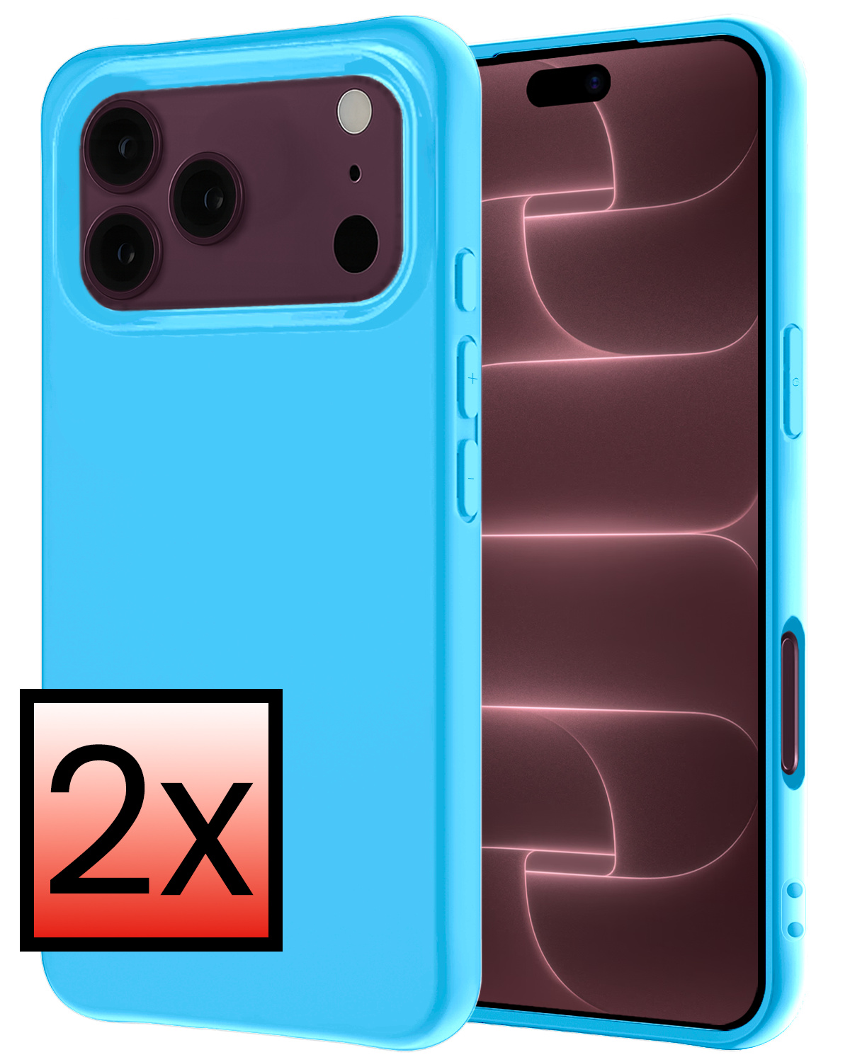 NoXx NoXx iPhone 18 Pro Max Hoesje Siliconen - Lichtblauw - 2 PACK