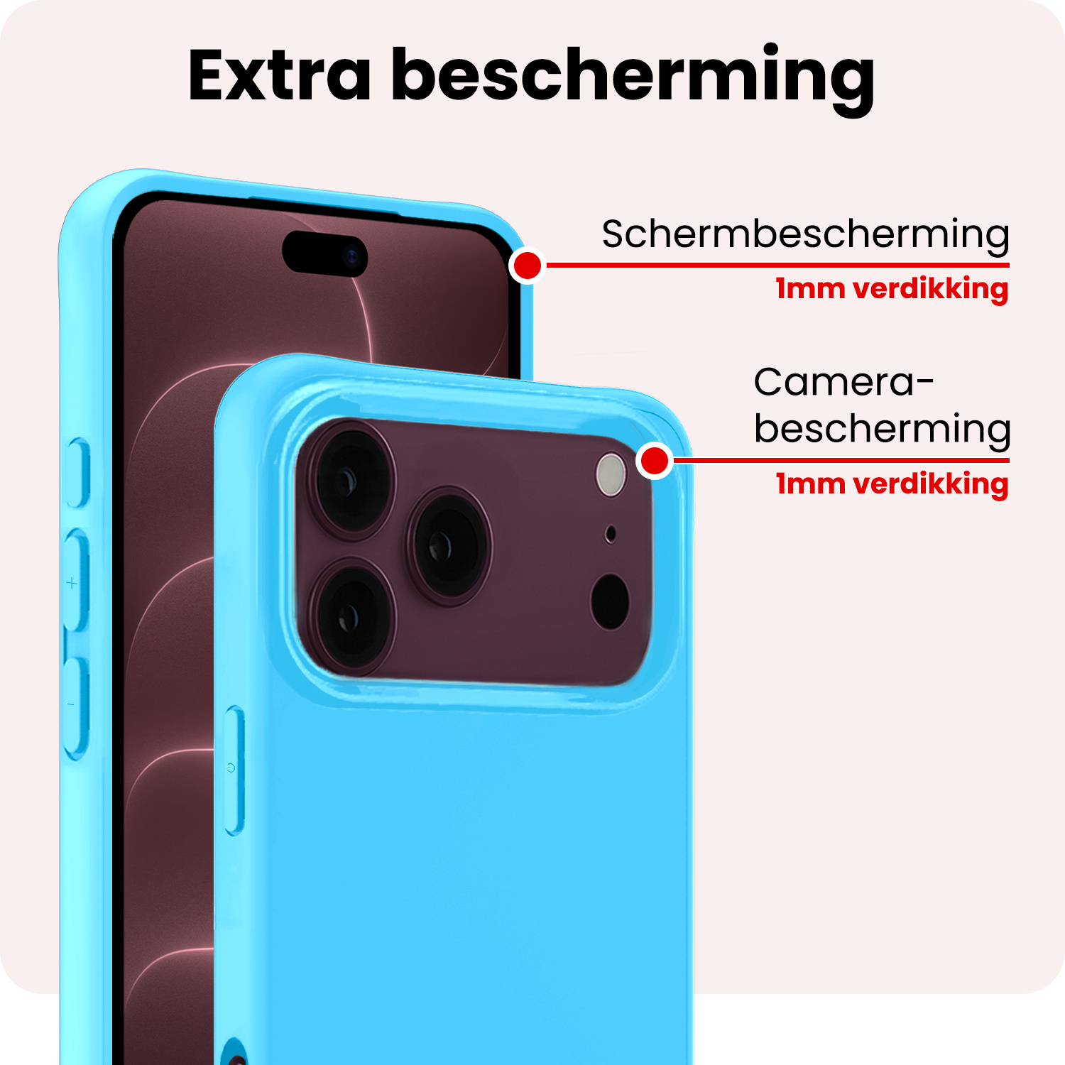 NoXx NoXx iPhone 18 Pro Max Hoesje Siliconen - Lichtblauw - 2 PACK