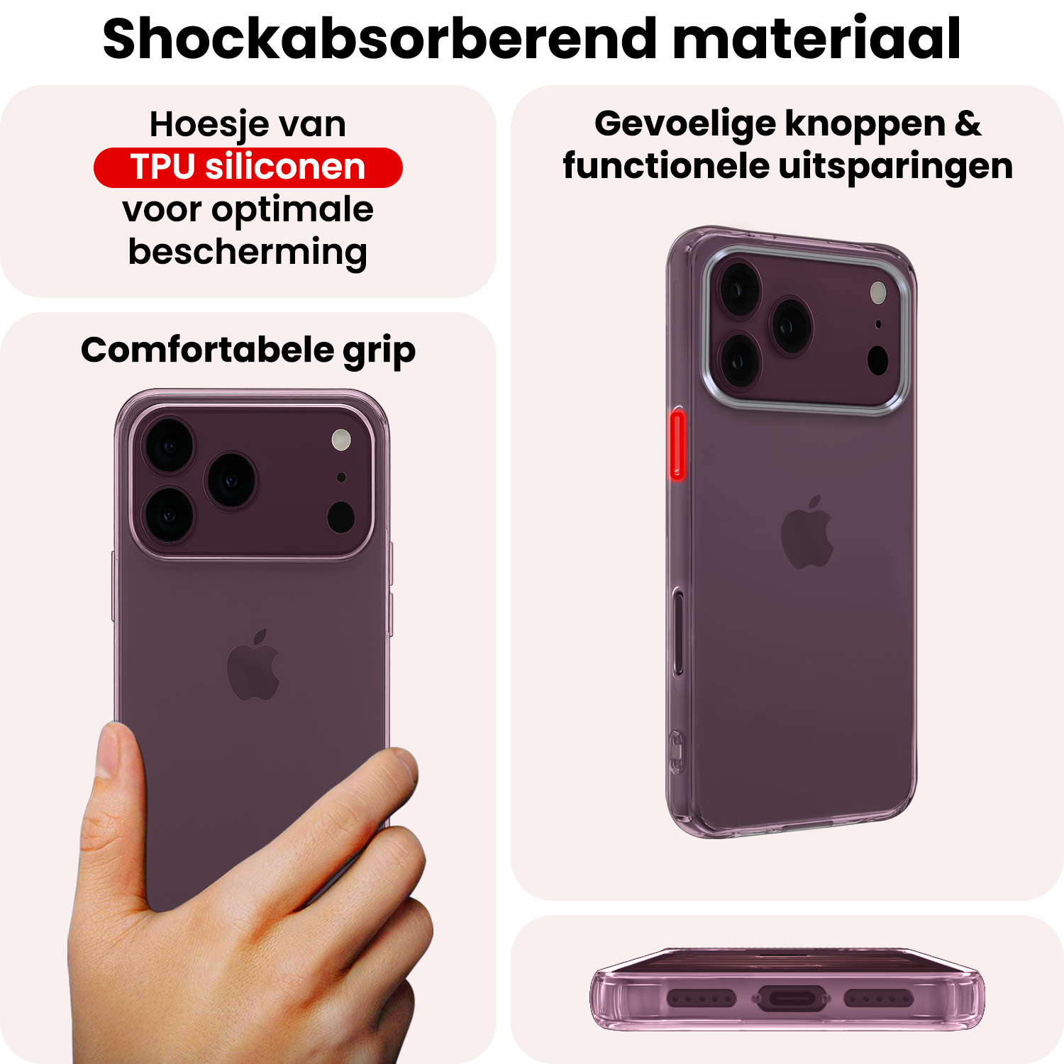 NoXx NoXx iPhone 18 Pro Max Hoesje Siliconen - Transparant - 2 PACK