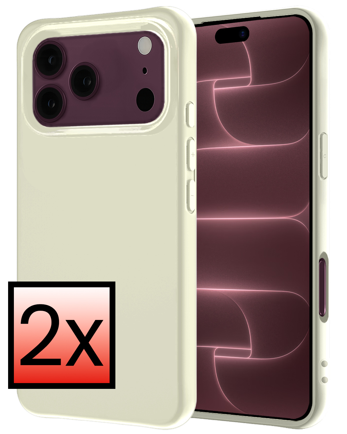 NoXx NoXx iPhone 18 Pro Max Hoesje Siliconen - Wit - 2 PACK