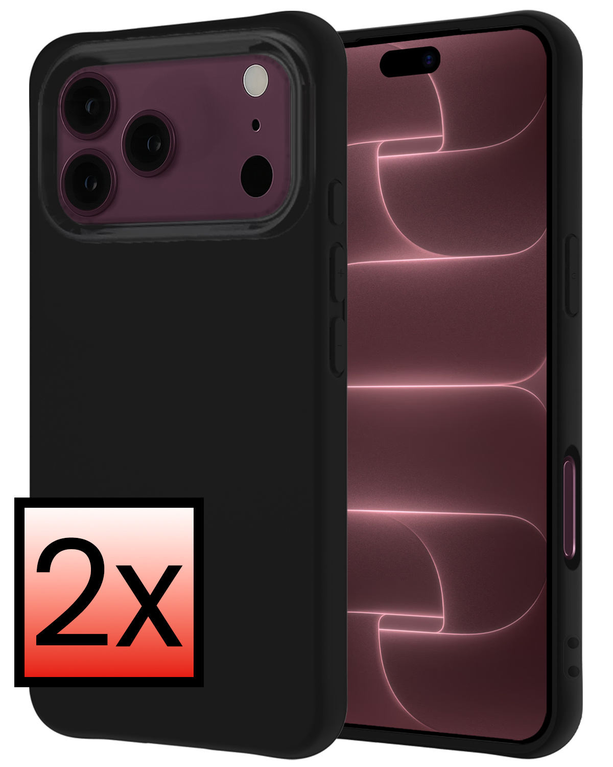 NoXx NoXx iPhone 18 Pro Max Hoesje Siliconen - Zwart - 2 PACK