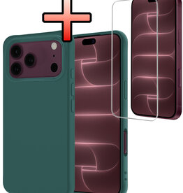 NoXx NoXx iPhone 18 Pro Max Hoesje Siliconen Met Screenprotector Met Dichte Notch - Donkergroen